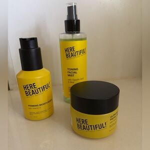 NEW Here Beautiful Bundle Moisturizing Facial Gel, Toner Mist & Firming Lotion